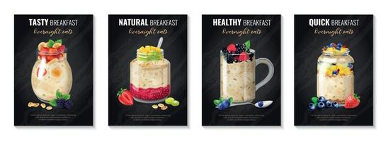 Overnight Oats Poster Set vector