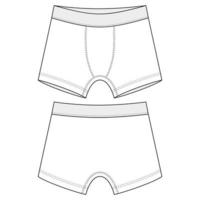 Technical sketch children's boxer shorts underwear Men underpants. vector