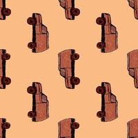 Cute SUV car seamless pattern. Kids hand drawn automobile background. vector