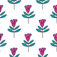 Flower seamless pattern in naive art style. Abstract simple floral wallpaper. vector