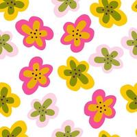 Creative decorative flowers seamless pattern. Simple stylized flower buds wallpaper. vector