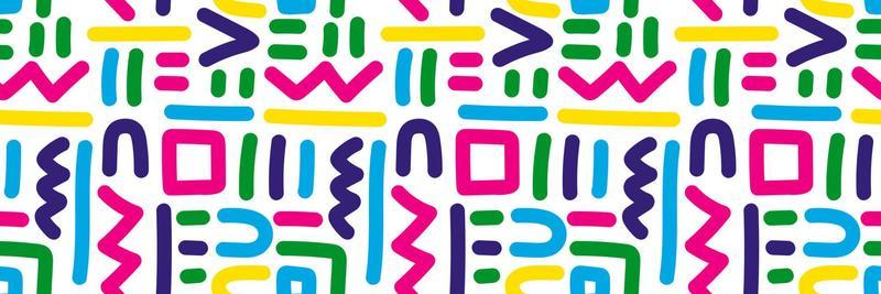 Hand drawn creative shapes seamless pattern isolated on white background. Diffirent lines ornament. Modern ethnic motif.
