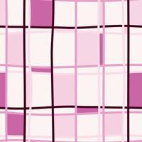 Pink crossed lines grid seamless pattern. Hand drawn plaid endless wallpaper. Checkered background. vector