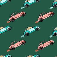 Cute sportcar seamless pattern. Transport wallpaper. Kids hand drawn automobile background. vector