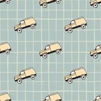 Cute SUV car seamless pattern. Kids hand drawn automobile background. vector