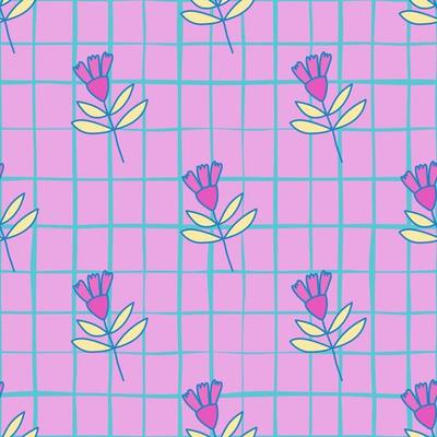Flower seamless pattern in naive art style. Abstract simple floral wallpaper.