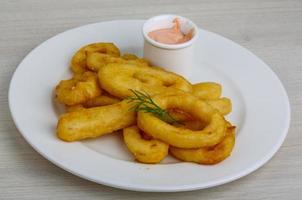 Fried calamari rings photo