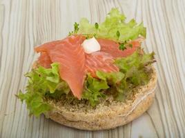 Salmon sandwich with thyme photo
