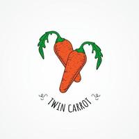 twin carrot hand drawn logo vector