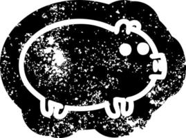 fat pig distressed icon vector