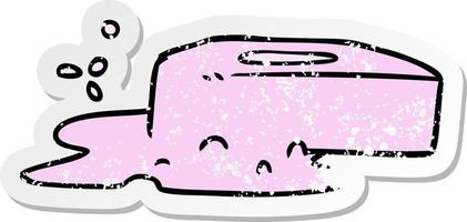 distressed sticker cartoon doodle of a bubbled soap vector