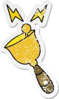 distressed sticker of a cute cartoon ringing hand bell vector