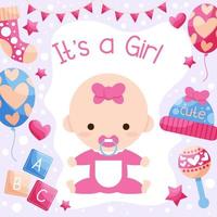 Cute Baby Girl Bornday Concept vector