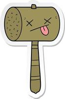 sticker of a cartoon mallet vector