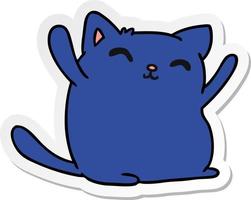 sticker cartoon of cute kawaii cat vector