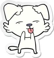 sticker of a cartoon dog sticking out tongue vector