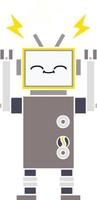 flat color retro cartoon robot vector