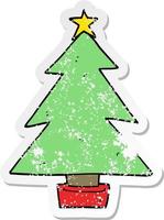 distressed sticker of a cartoon christmas tree vector