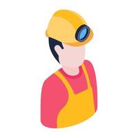 Construction worker, isometric icon of architect vector