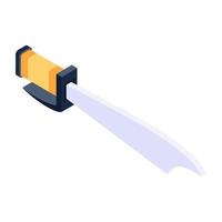 Trendy isometric icon of a sword vector