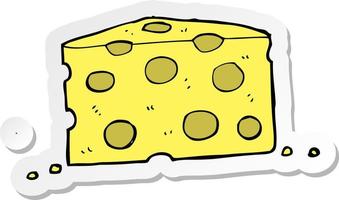 sticker of a cartoon cheese vector