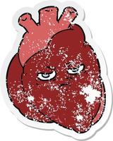 distressed sticker of a cartoon heart vector