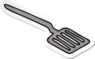 sticker of a quirky hand drawn cartoon spatula vector