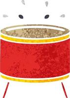 retro illustration style cartoon beating drum vector