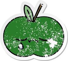distressed sticker of a cute cartoon juicy apple vector