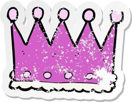 retro distressed sticker of a cartoon crown vector