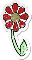 retro distressed sticker of a cartoon flower vector