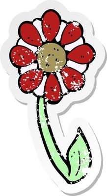 retro distressed sticker of a cartoon flower