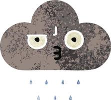 nube de lluvia de tormenta de dibujos animados de estilo de ilustración retro vector