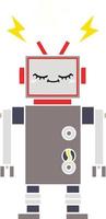 flat color retro cartoon dancing robot vector