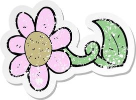 retro distressed sticker of a cartoon flower vector