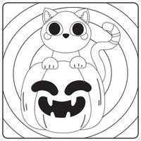 gato de halloween para colorear para niños vector