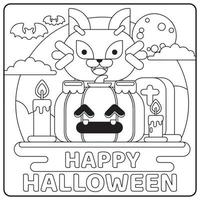 gato de halloween para colorear para niños vector