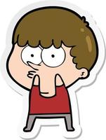 sticker of a cartoon curious boy vector