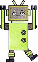 robot de dibujos animados de textura grunge retro vector