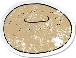 distressed sticker of a cartoon donut vector