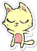 distressed sticker of a calm cartoon cat vector