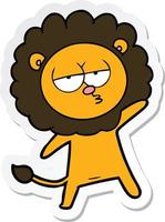 sticker of a cartoon tired lion vector