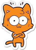 sticker of a cartoon surprised cat vector