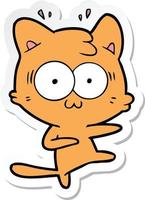 sticker of a cartoon surprised cat vector