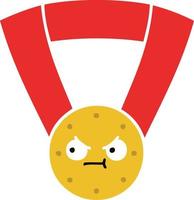 flat color retro cartoon gold medal vector