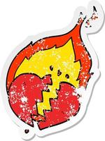distressed sticker of a cartoon flaming heart vector