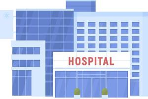 edificio del hospital objeto de vector de color semiplano