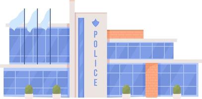 Police office building semi flat color vector object