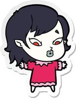 sticker of a cute cartoon vampire girl vector