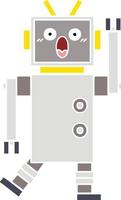 flat color retro cartoon robot vector